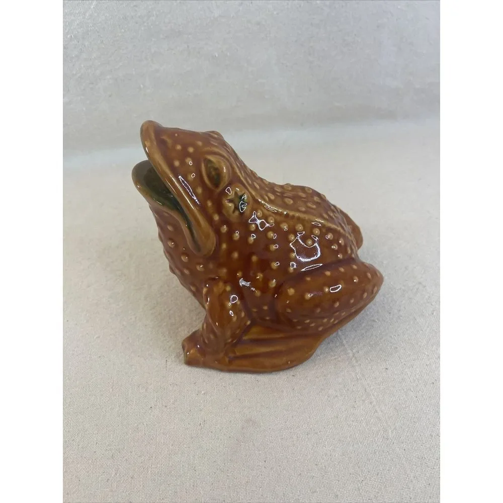 Vintage Italian Frog Coin Bank Mr Toad Pottery Ceramic Majolica Glaze Money Bank